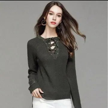 여성용 니트 레이스업