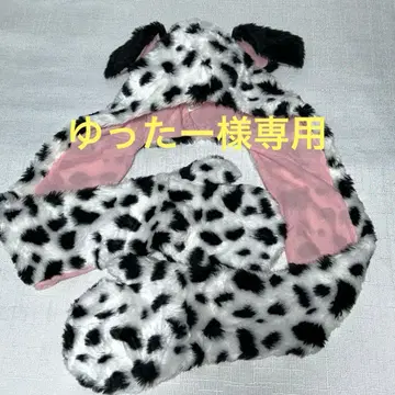 새상품급 디즈니 101마리 강아지 후드 부착 머플러 장갑 팬캡