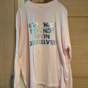 핑크 긴팔 티셔츠 메시지 프린트 새상품급