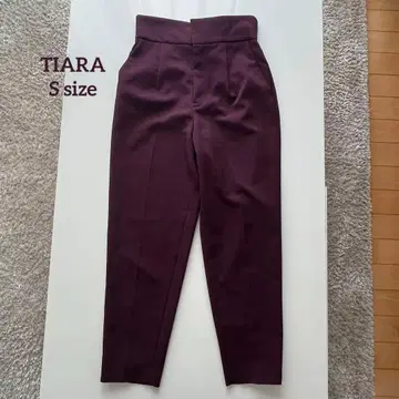 TIARA 티아라 하이웨스트 슬랙스 리본 포함 보르도 S 사이즈
