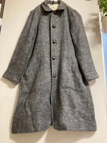 nest Robe 울 린넨 코트 가죽 싸개 버튼 구제 의류