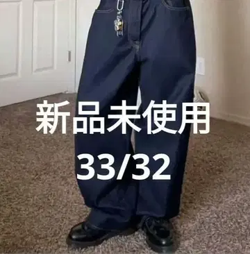 [ 미사용 새상품 ] GAP 슈퍼 배기 데님 33W 32L 다크린스