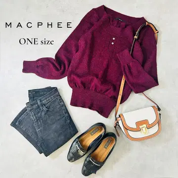 [알파카 100%] MACPHEE 니트 보르도 여성용 M 상당