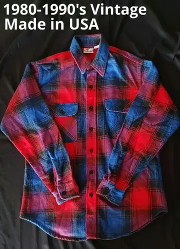 80-90s 빈티지 플란넬 셔츠 체크 셔츠 US 구제 의류 긴팔 남성용