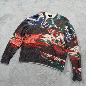 던힐 크루넥 니트 스웨터 올 패턴 울 멀티 컬러 XL