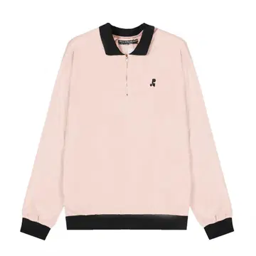 Rest&recreation 핑크 하프 지퍼 폴로 칼라 긴팔 니트