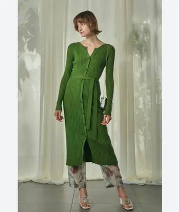 Lily brown 그린 리브 니트 원피스