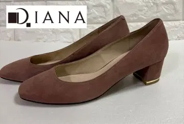 [ 새상품급 ] DIANA 메탈 라인 힐 와이드 힐 스웨이드 핑크 베이지