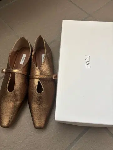 EVOL 골드 스틸레토 플랫슈즈