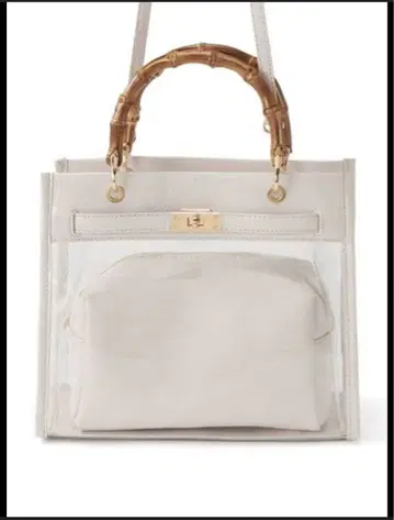 GRL 2Way 파우치 포함 대나무 핸들 스퀘어 백 클리어 백 이타백