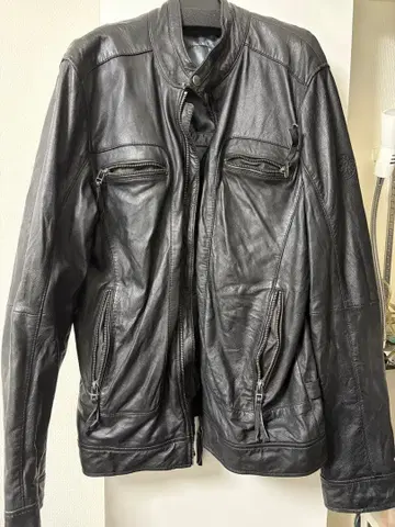 RIDEZ 천연 가죽 블랙 자켓