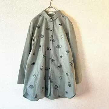 골든 베어 꽃무늬 튜닉 셔츠 블라우스 긴팔 오가닉 코튼