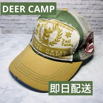 DEER CAMP 메쉬 캡 자수 데미지 가공 카키 계열
