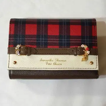 미사용 새상품 사만다 타바사 곰돌이 푸 콜라보 접이식 지갑 체크 벨트