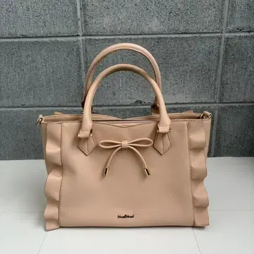 [ MISCH MASCH ] 더블 프릴 리본 토트백 베이지