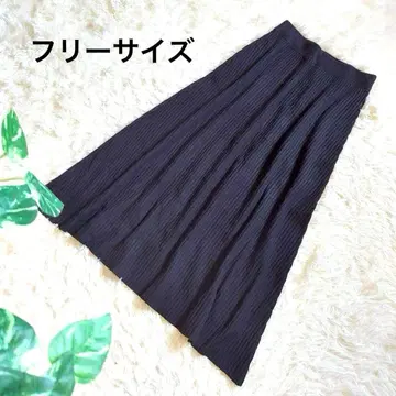 리브 소재 플레어 롱 스커트 신축성 허리밴딩 블랙 캐주얼