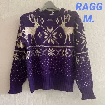 RAGG 랜딩 루돌프 눈송이 스웨터 USA 보라색 M
