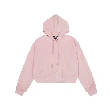 Rest&recreation 핑크 크롭 후드티 후드 부착