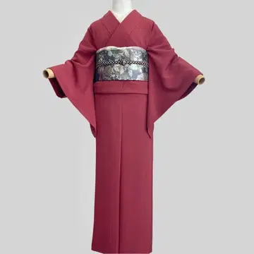 붉은색 계열 하나 문양 이로무지 기모노 순수 실크 NO2