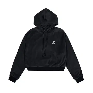 Rest&recreation 블랙 크롭 후드티 후드 부착