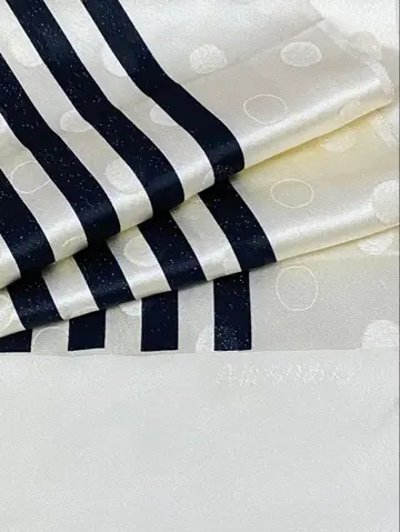 순수 실크 탄고 크레이프 원단 오비 장식 천 새상품급 스트라이프 도트