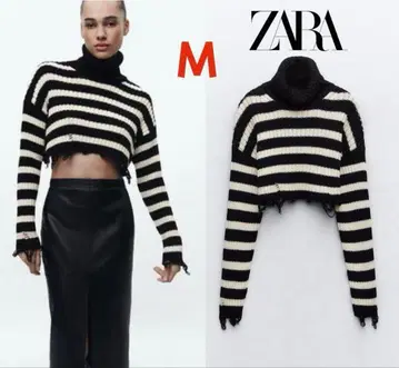 ZARA 스트라이프 하이넥 니트 M