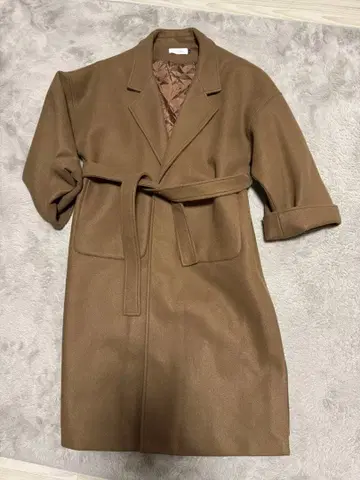 브라운 롱 코트 벨트 포함