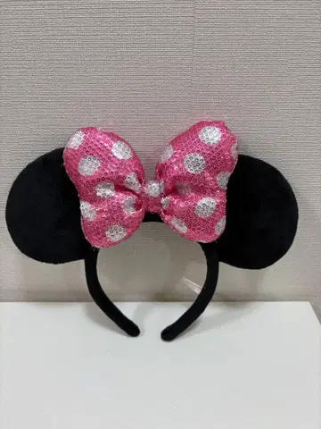 미니 마우스 머리띠 핑크 리본