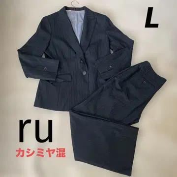 새상품급 ru 마루이 캐시미어 혼방 수트 팬츠 셋업 블랙 스트라이프 L