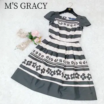 [ 엠즈 그레이시 ] 롱 원피스 꽃무늬 플레어 보더 성숙/러블리 반팔