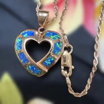 새상품 하트 블루 오팔 목걸이 하와이안 주얼리 silver925