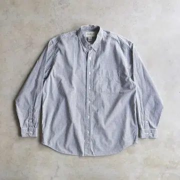 90s 에디 바우어 스트라이프 셔츠 화이트 택 L 그린 x 화이트 빈티지