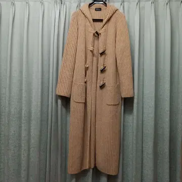 후드 부착 롱 더플 코트 모 100%