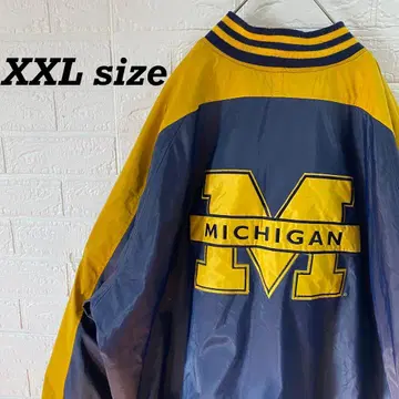 아메카지 미시간 대학교 90s 초 오버 사이즈 나일론 바시티 자켓