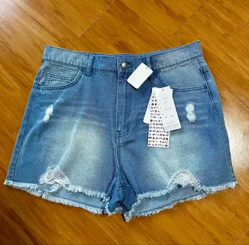 새상품 미사용 택 포함 MLB 데미지 데님 숏팬츠 LL