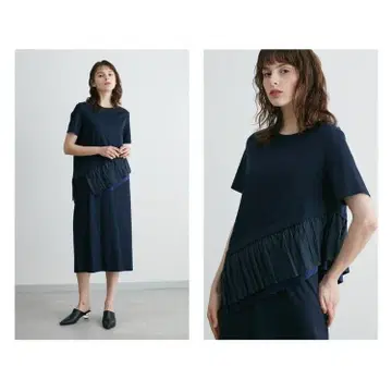 [ 미사용 ] 엘렌딕 프릴 포함 반팔 티셔츠 원피스 2way