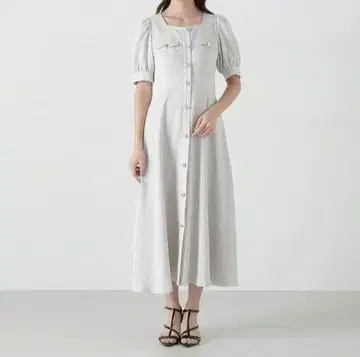 프로포션 바디 드레싱 프론트 버튼 스퀘어넥 원피스