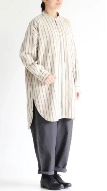 prit 스트라이프 빅 셔츠 플란넬 셔츠