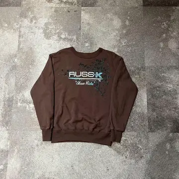 Y2K RUSS-K 로고 프린트 맨투맨 두꺼운 L