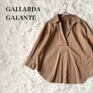 개럴개런트 긴팔 셔츠 블라우스 깊은 V넥 개더 브라운 일본제