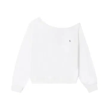 Letterfrommoon 화이트 오프숄더 긴팔 상의