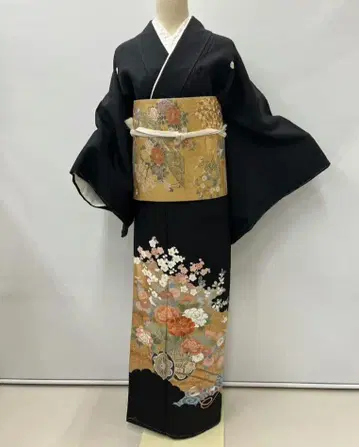 8001 블랙 전통 예복 기모노 (순수 실크)