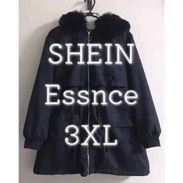 SHEIN 모즈 코트 하프 코트 보아 아우터 허리 마크 네이비