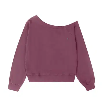 Letterfrommoon 오프숄더 퍼플 맨투맨