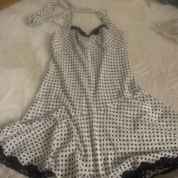 물방울 패턴 슬리브리스 미니 원피스 도트