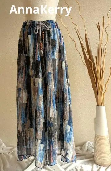 안나 케리 패턴 와이드 팬츠