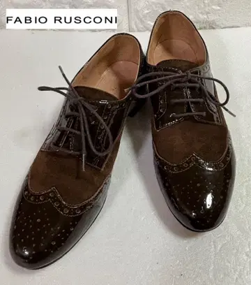 파비오 스코니 윙팁 스웨이드 에나멜 로퍼 36