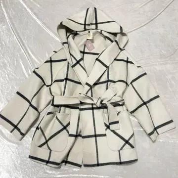 택 포함 새상품급 메종 마블 체크 코트 오버 실루엣 화이트