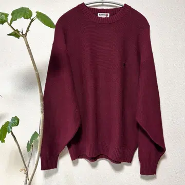 버건디 니트 스웨터 릴랙스 핏 K-swiss