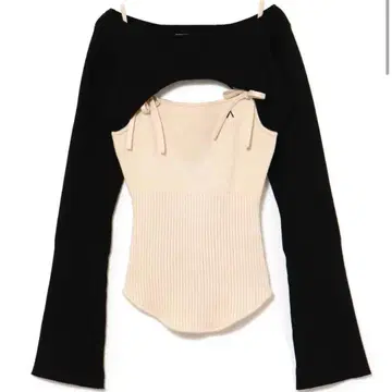 andmary Bebe ribbon set tops BLACK